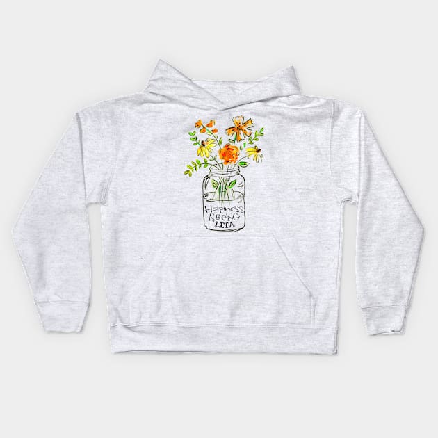 Happiness is being lita floral gift Kids Hoodie by DoorTees